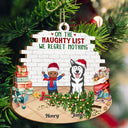 Joyeux enfants, animaux de compagnie sur la liste des vilains, nous ne regrettons rien - Cadeau de Noël pour la famille, les grands-parents - Décoration en bois personnalisée en forme personnalisée