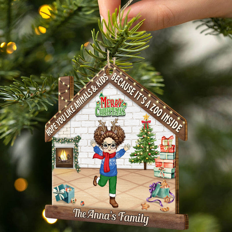 Hope You Like Animals And Kids - Christmas Gift For Family, Parents, Pet Lovers - Personalized Custom Shaped Wooden Ornament