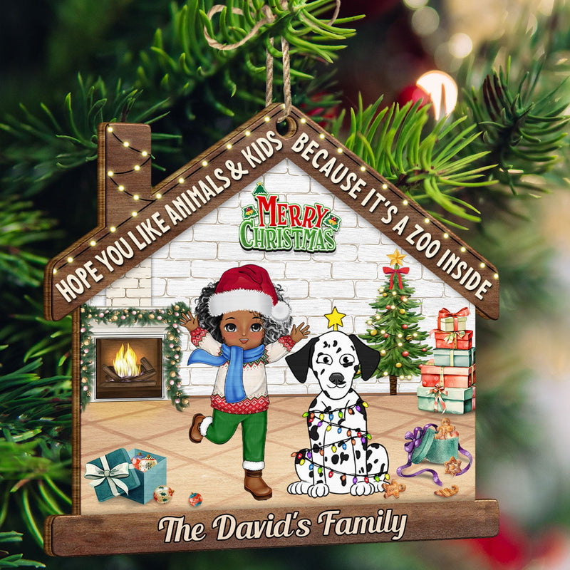 Hope You Like Animals And Kids - Christmas Gift For Family, Parents, Pet Lovers - Personalized Custom Shaped Wooden Ornament