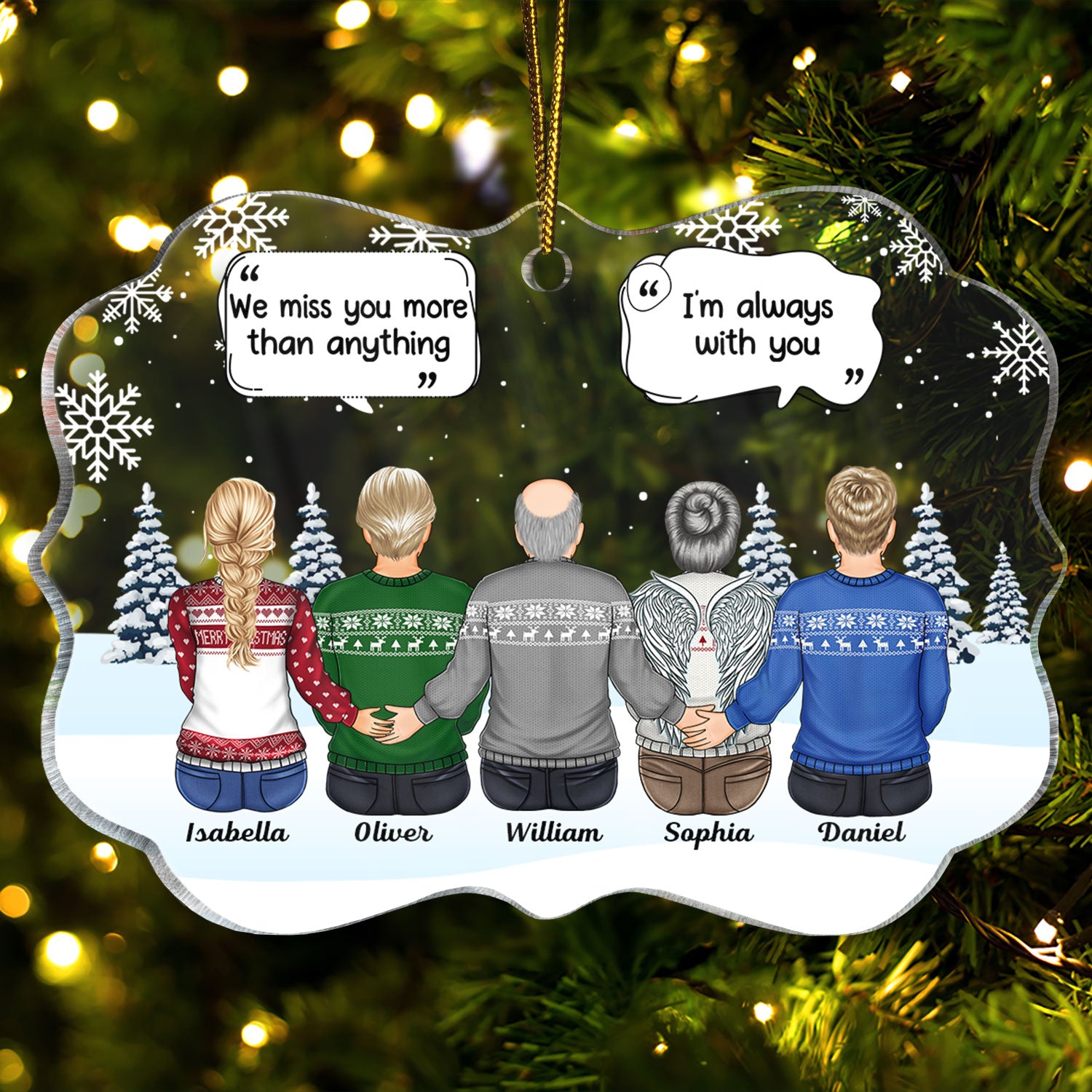 We Miss You - Christmas Memorial Gift For Family - Personalized Medallion Acrylic Ornament