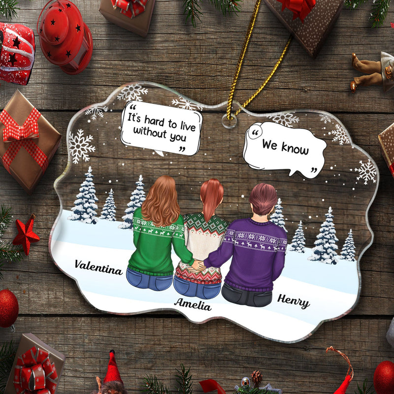 Tu nous manques - Cadeau commémoratif de Noël pour la famille - Ornement médaillon acrylique personnalisé