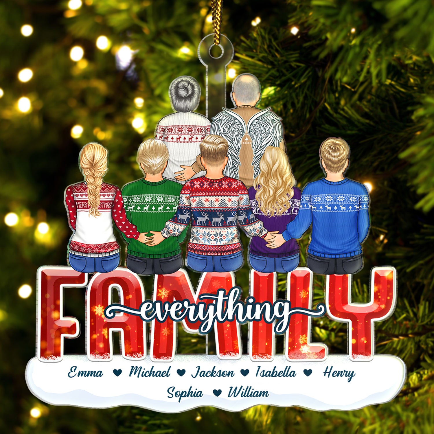 Family Siblings Forever Everything - Christmas Memorial Gift For Sisters, Brothers, Best Friends, Colleagues - Personalized Cutout Acrylic Ornament