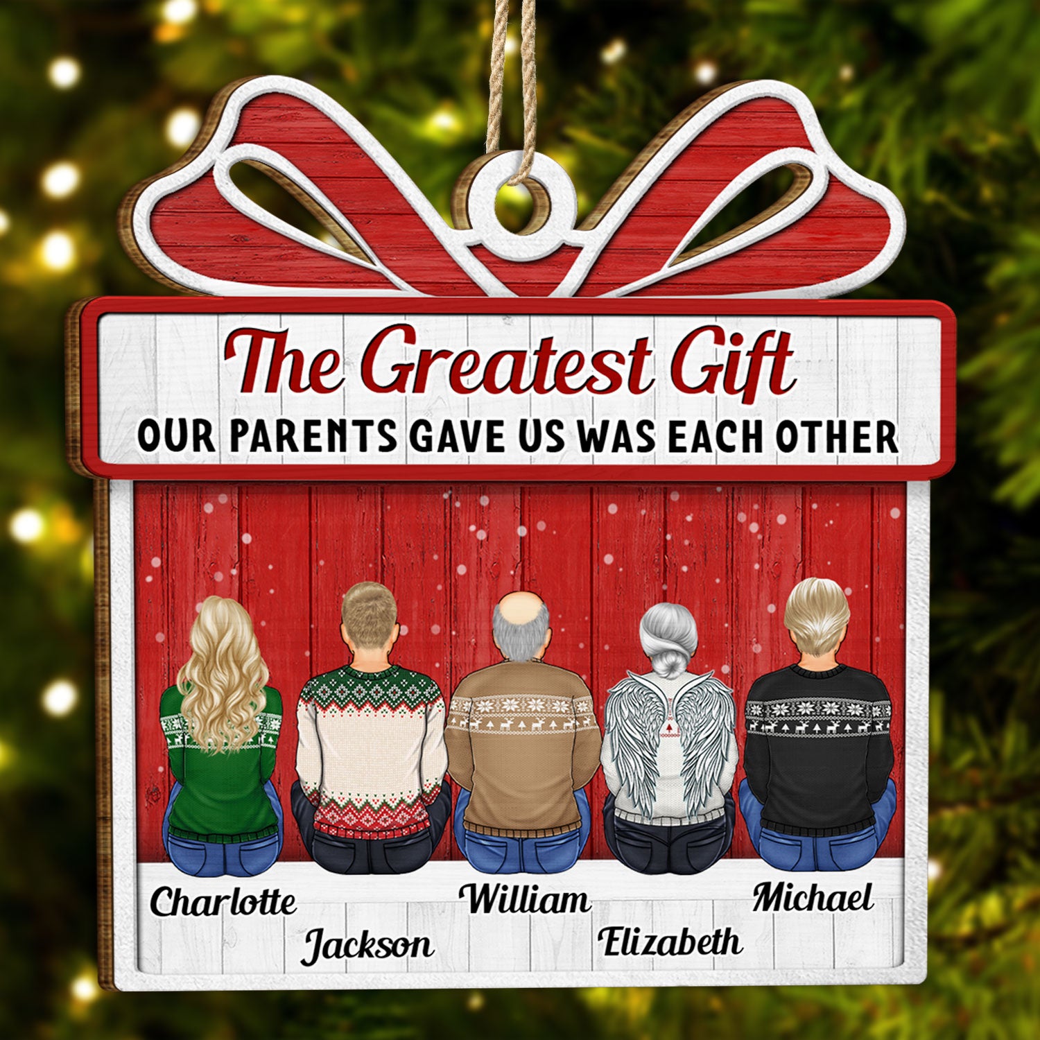 Personalized Wooden Family Tree Christmas Ornaments