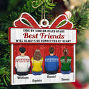 Side By Side Or Miles Apart Brothers And Sisters - Christmas Gift For Siblings, Family - Personalized Custom Shaped Wooden Ornament