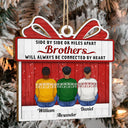 Side By Side Or Miles Apart Brothers And Sisters - Christmas Gift For Siblings, Family - Personalized Custom Shaped Wooden Ornament