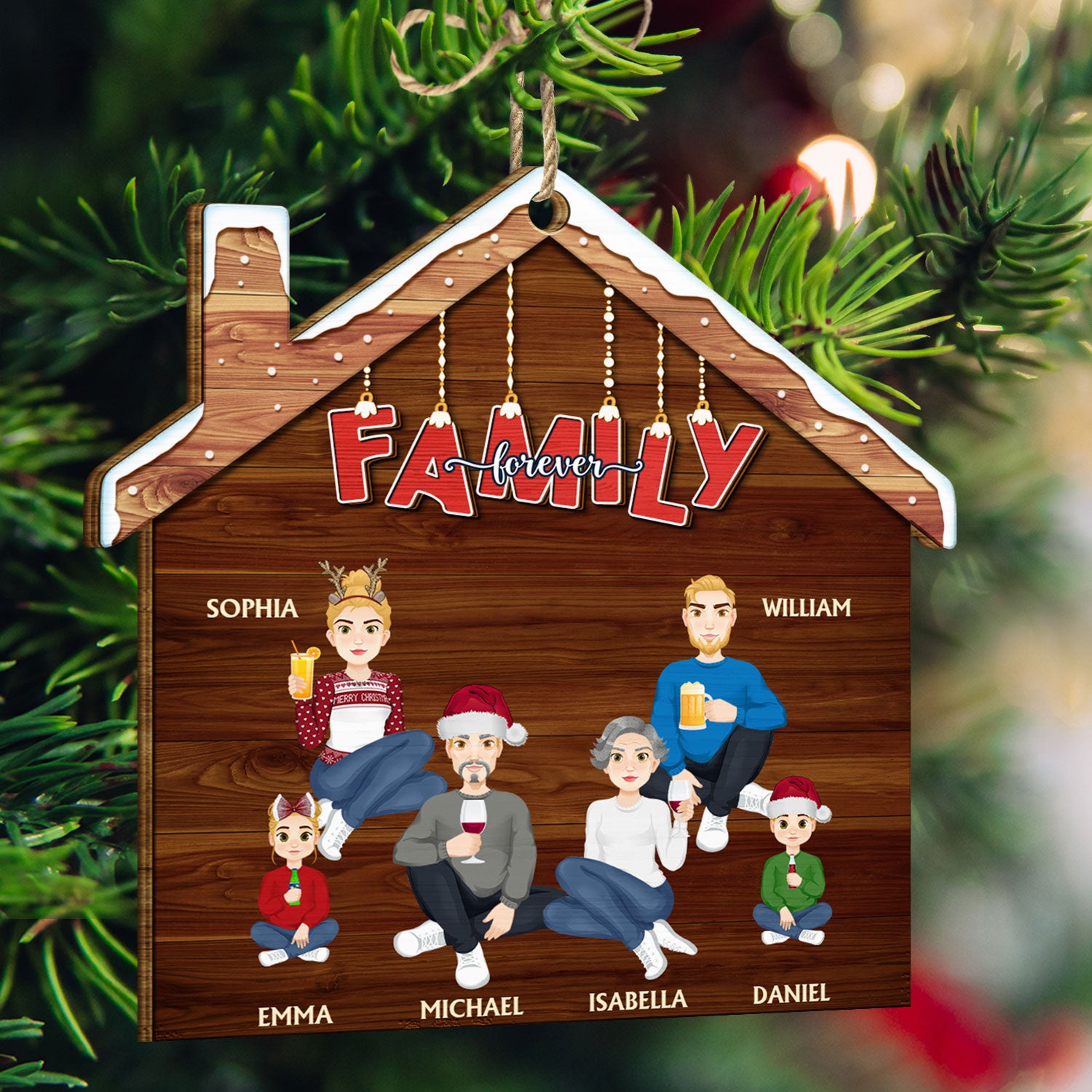 Family Siblings Forever - Christmas Gift For Parents, Sisters, Brothers, Besties, Best Friends, Colleagues - Personalized Custom Shaped Wooden Ornament