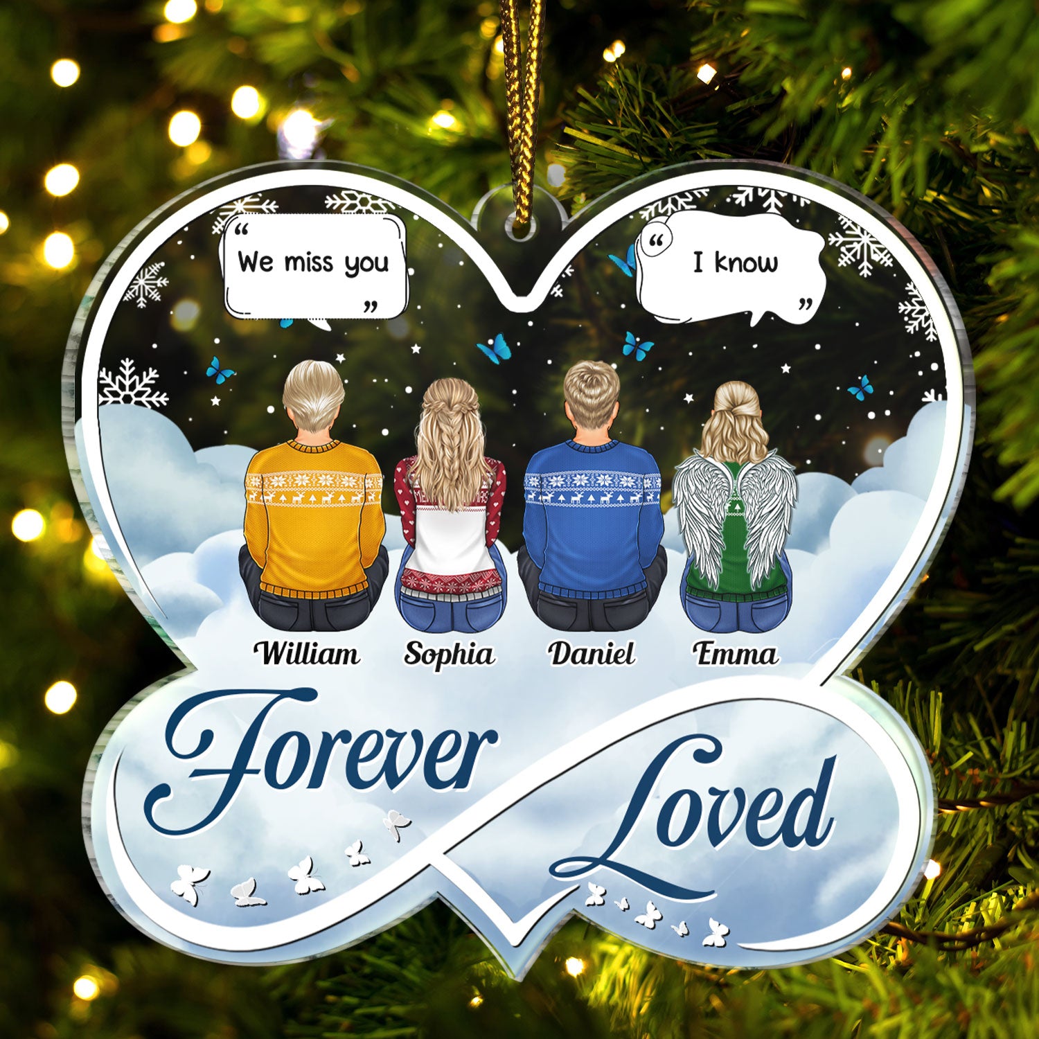 Always On My Mind Forever In My Heart Forever Loved - Christmas Memorial Gift - Personalized Custom Shaped Acrylic Ornament