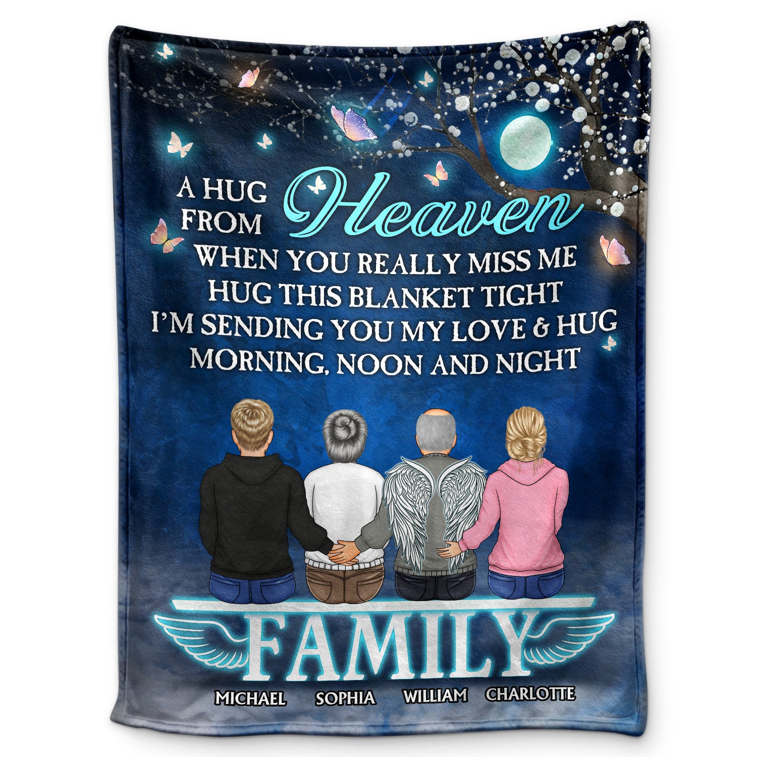 A Hug From Heaven When You Really Miss Me - Memorial, Christmas Gift For Family - Personalized Fleece Blanket