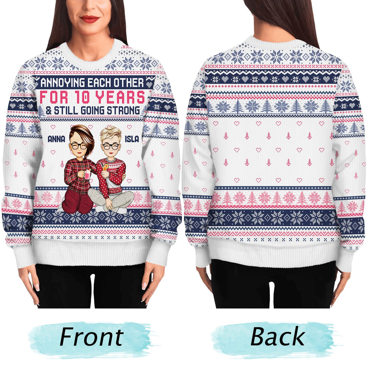 Annoying Each Other For And Still Going Strong - Christmas Gift For Couple, Spouse, Husband, Wife - Personalized Unisex Ugly Sweater