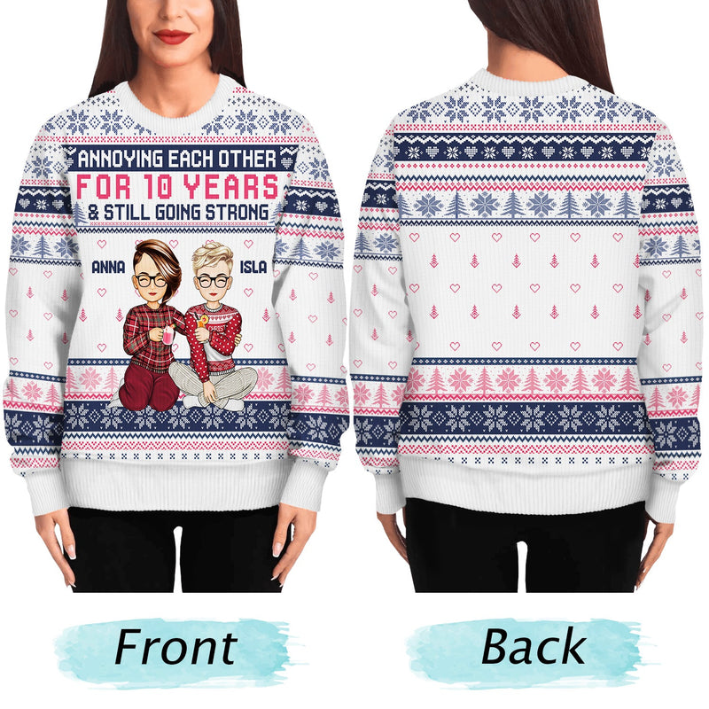 Annoying Each Other For And Still Going Strong - Christmas Gift For Couple, Spouse, Husband, Wife - Personalized Unisex Ugly Sweater