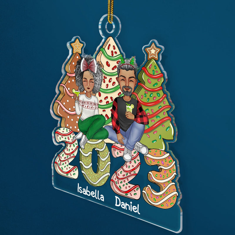Gâteau familial 2023, sapins à biscuits – Cadeau de Noël pour parents, enfants et bébés – Décoration acrylique découpée personnalisée