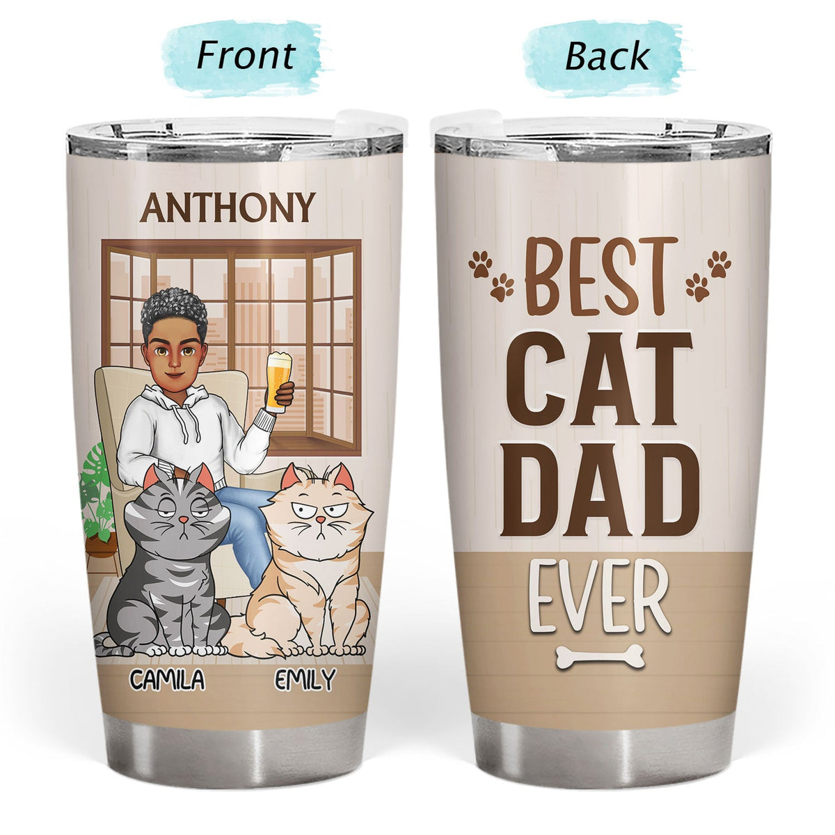 Thank You Best Dog Cat Dad Ever - Birthday, Loving Gift For Pet Lovers - Personalized Tumbler