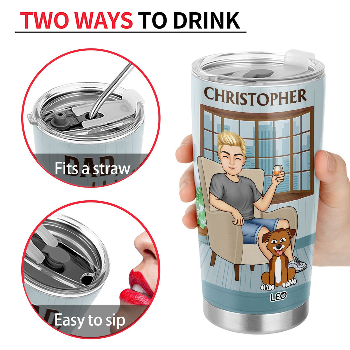 Thank You Best Dog Cat Dad Ever - Birthday, Loving Gift For Pet Lovers - Personalized Tumbler