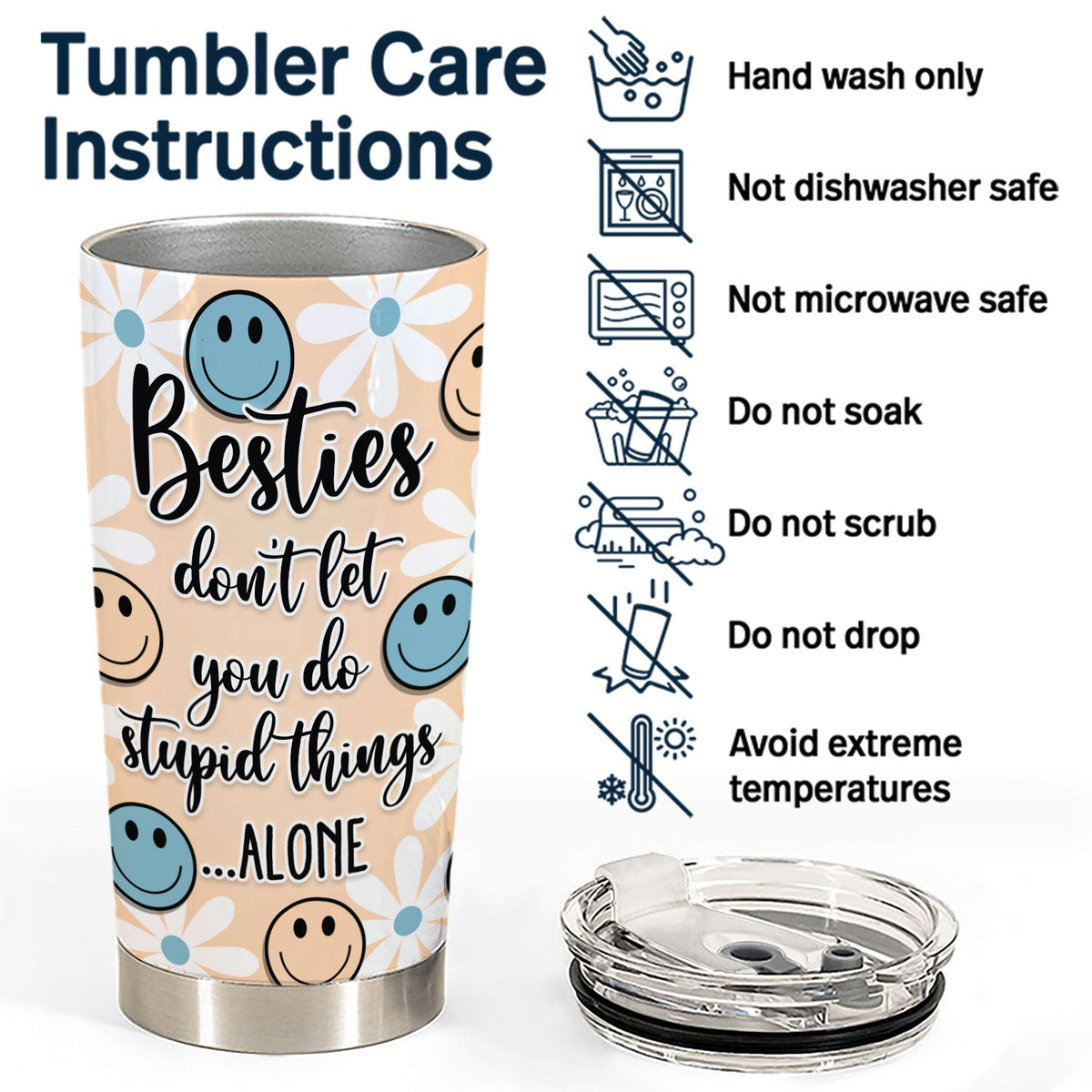 Bestie Don't Let You Do Stupid Things Alone - Birthday Gift For Friend, Sibling, Colleague - Personalized Tumbler