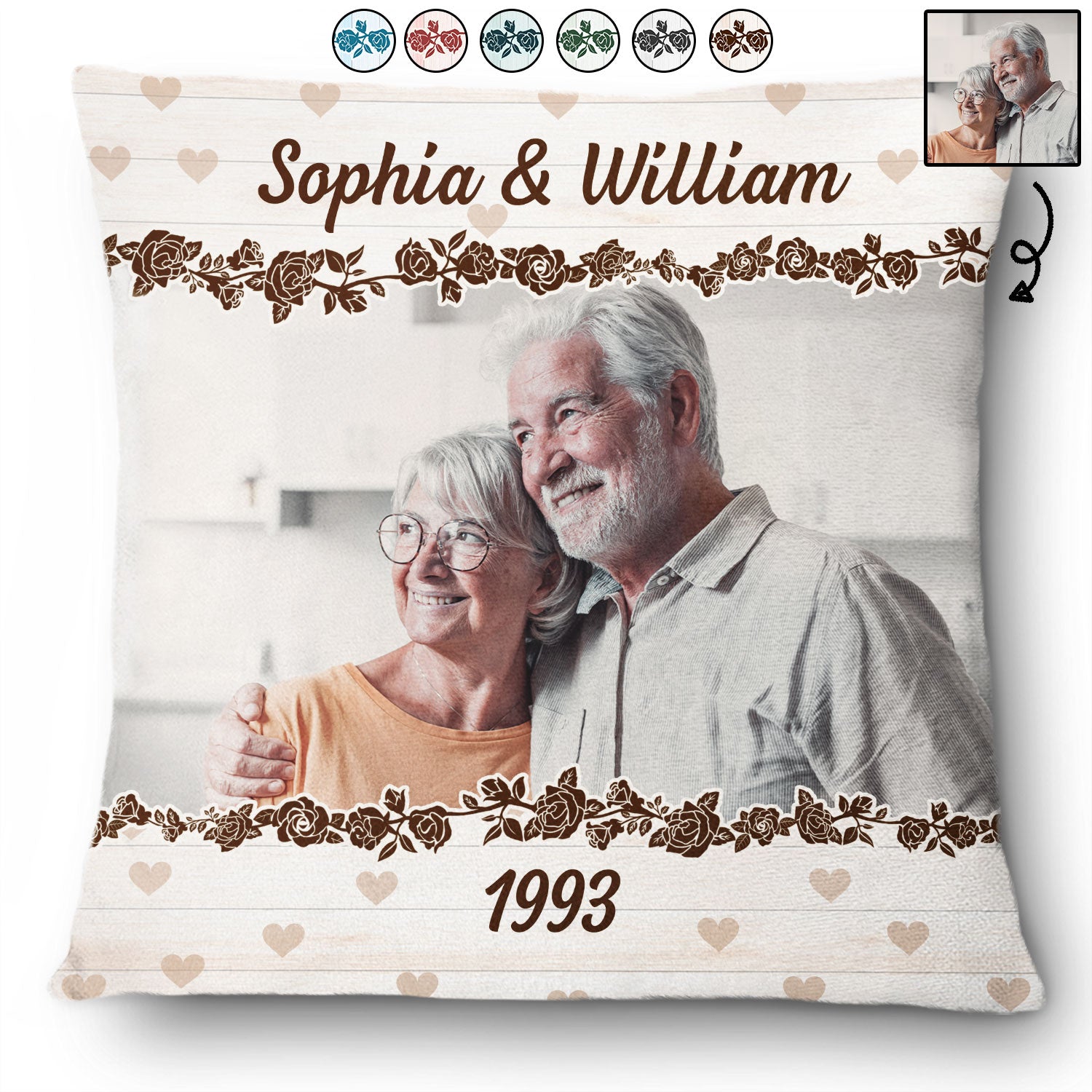 Custom Photo Old Couple - Birthday, Anniversary Gift For Husband, Wife - Personalized Pillow