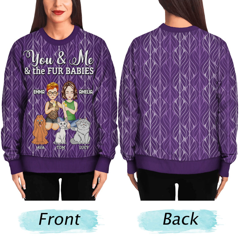 You And Me And The Dog Cat - Gift For Spouse, Couples, Husband, Wife, Pet Lovers - Personalized Unisex Ugly Sweater
