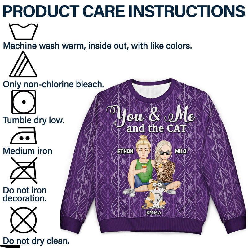 You And Me And The Dog Cat - Gift For Spouse, Couples, Husband, Wife, Pet Lovers - Personalized Unisex Ugly Sweater
