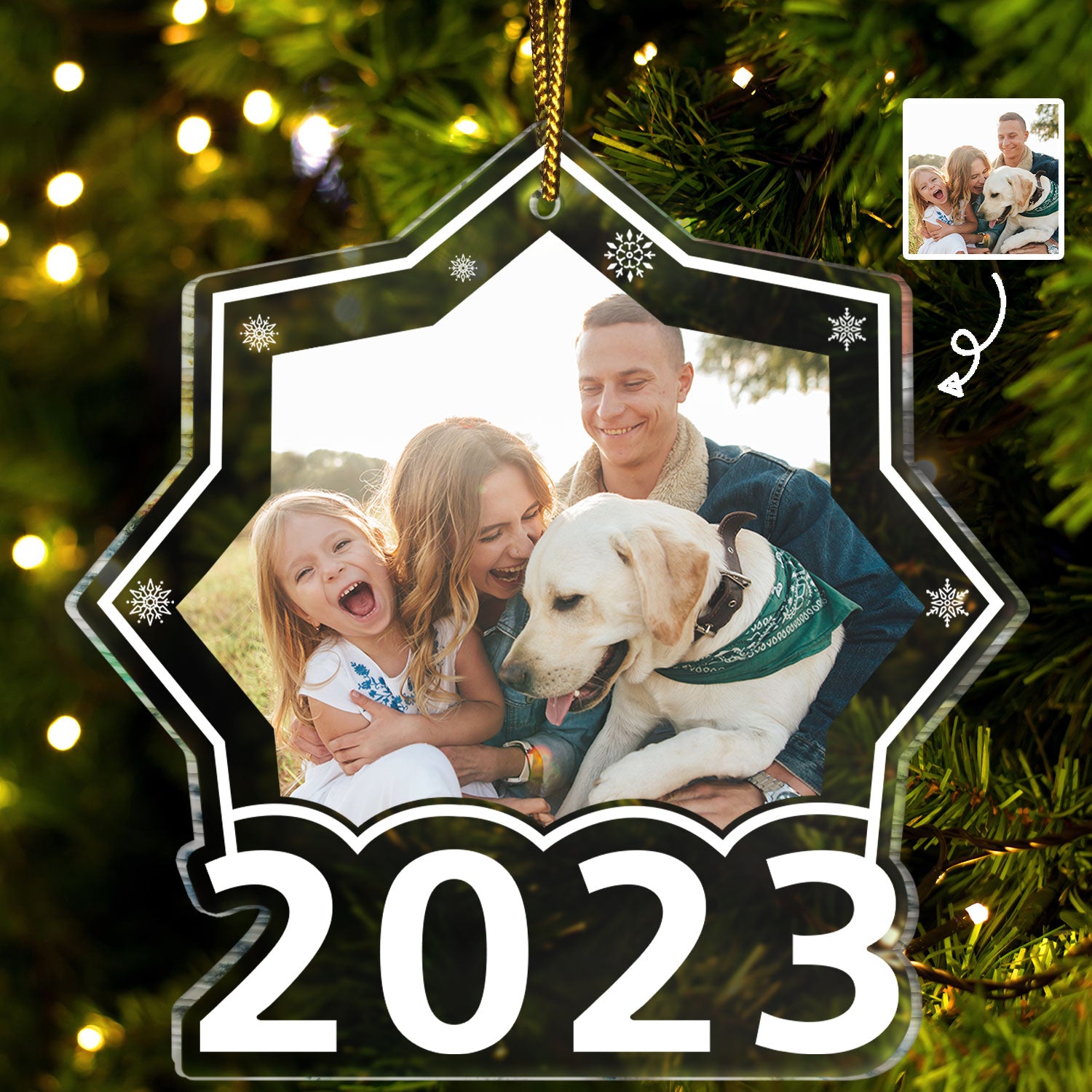 Custom Photo Snowflake - Christmas, Lovely Gift For Family, Couple, Bestie, Pet Lovers - Personalized Custom Shaped Acrylic Ornament