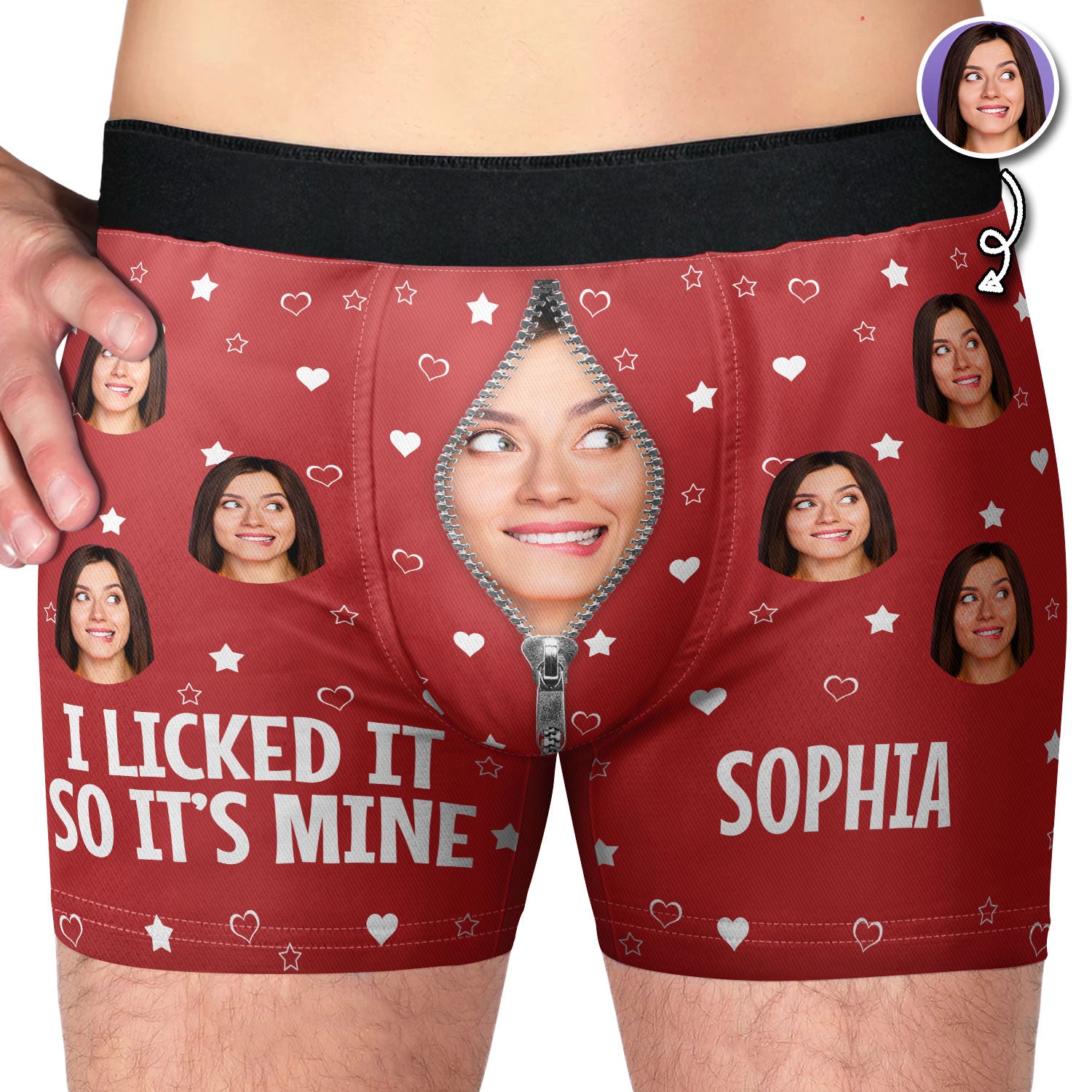 Custom Photo Orgasm Donor I Licked It So It's Mine - Funny Gift For Husband, Boyfriend - Personalized Men's Boxer Briefs