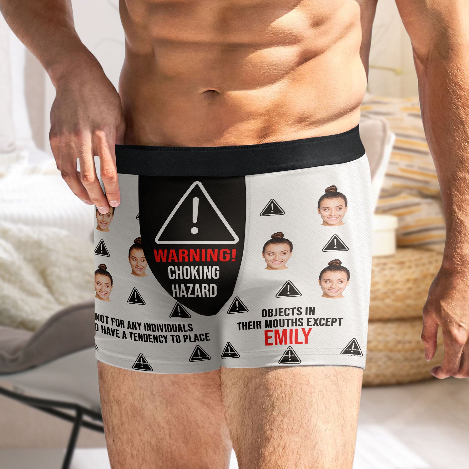Choking Hazard Men's Personalised Boxers Novelty Underwear