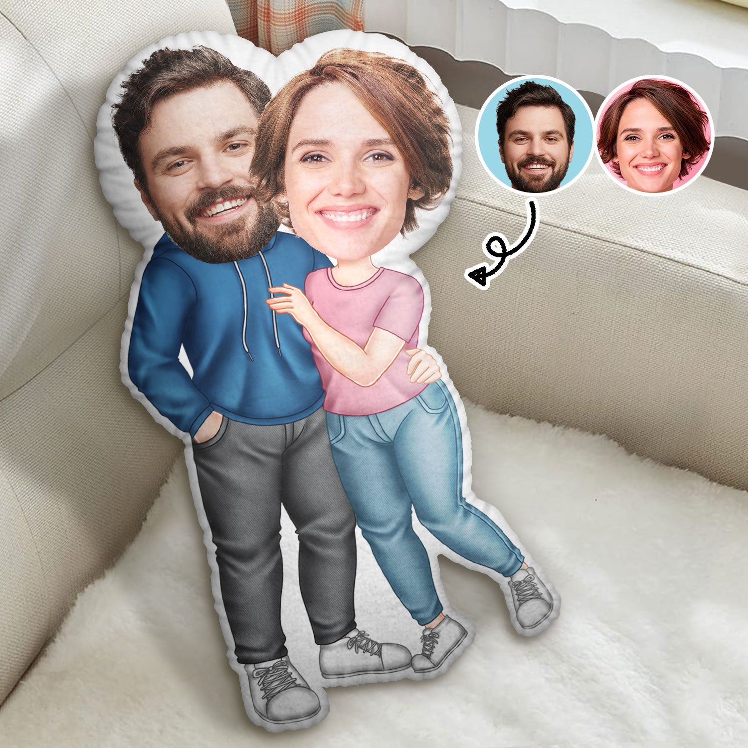 Custom Photo Funny Arm In Arm Couple - Gift For Your Lover, Husband & Wife - Personalized Custom Shaped Pillow
