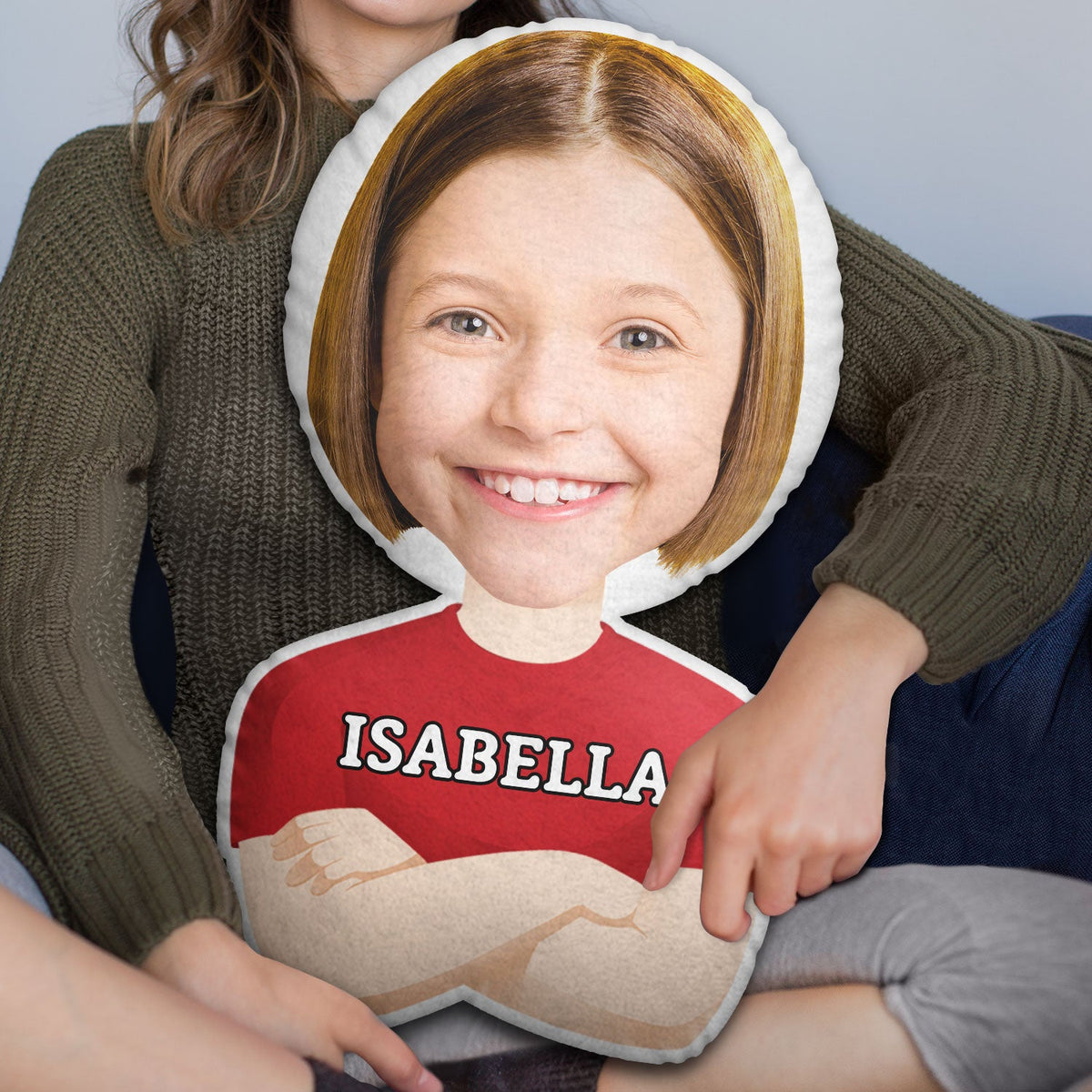 Custom Photo Funny Face Flat Art Family - Gift For Kids, Parents, Siblings - Personalized Custom Shaped Pillow