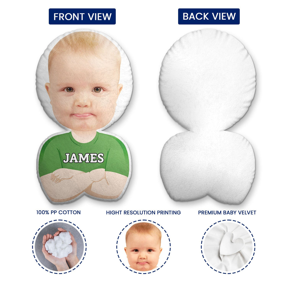 Custom Photo Funny Face Flat Art Family - Gift For Kids, Parents, Siblings - Personalized Custom Shaped Pillow