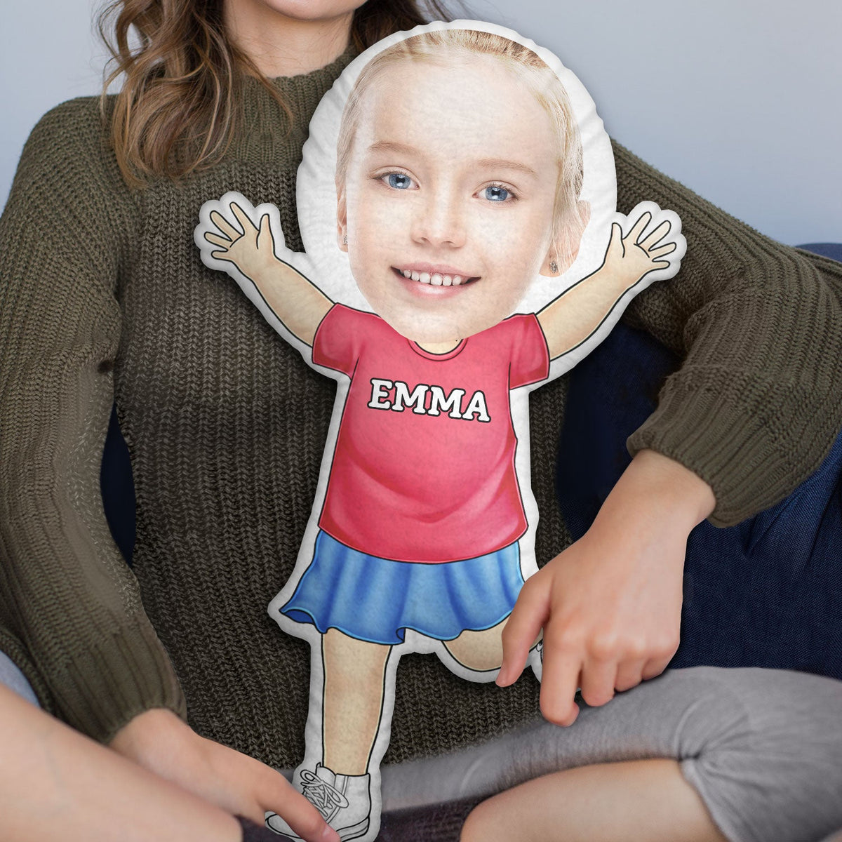 Custom Photo Funny Face Happy Kid - Gift For Grandkids, Siblings - Personalized Custom Shaped Pillow