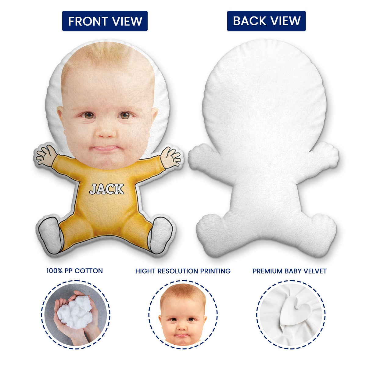 Custom Photo Funny Face Happy Kid - Gift For Grandkids, Siblings - Personalized Custom Shaped Pillow