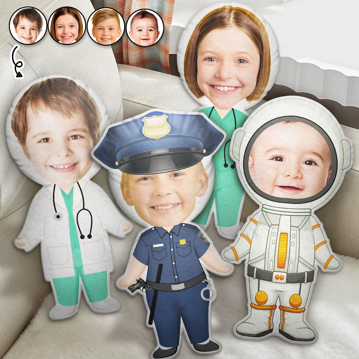 Custom Photo Funny Kid Dream Jobs - Gift For Children, Grandkids - Personalized Custom Shaped Pillow