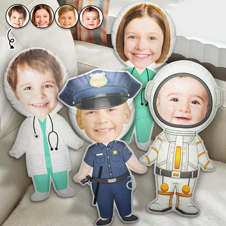 Custom Photo Funny Kid Dream Jobs - Gift For Children, Grandkids - Personalized Custom Shaped Pillow