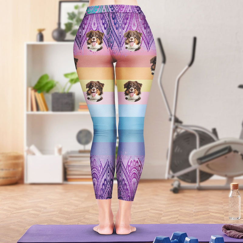 Custom Photo Pet Face - Birthday, Loving Gift For Women, Gift For Yourself, Gym Lady, Yoga Girl, Dog Lover, Cat Mom - Personalized Leggings