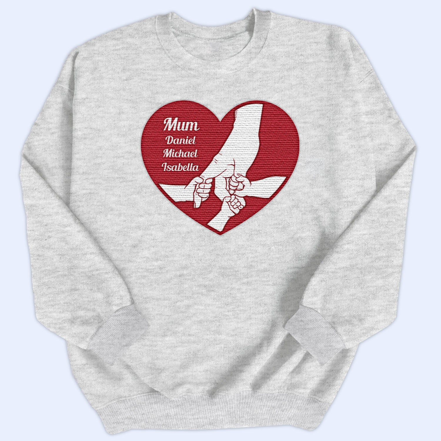 Hand In Hand - Birthday, Loving Gift For Nana, Papa, Mom, Dad - Personalized Embroidered Sweatshirt