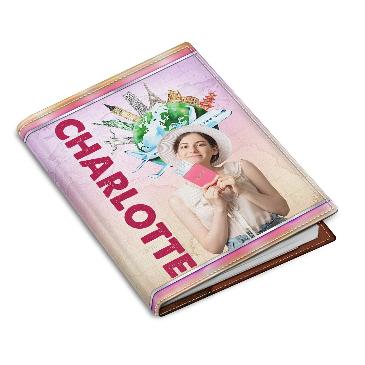 Custom Photo Loves Traveling - Birthday Gift For Him, Her, Family, Trippin', Vacation Lovers - Personalized Passport Cover, Passport Holder