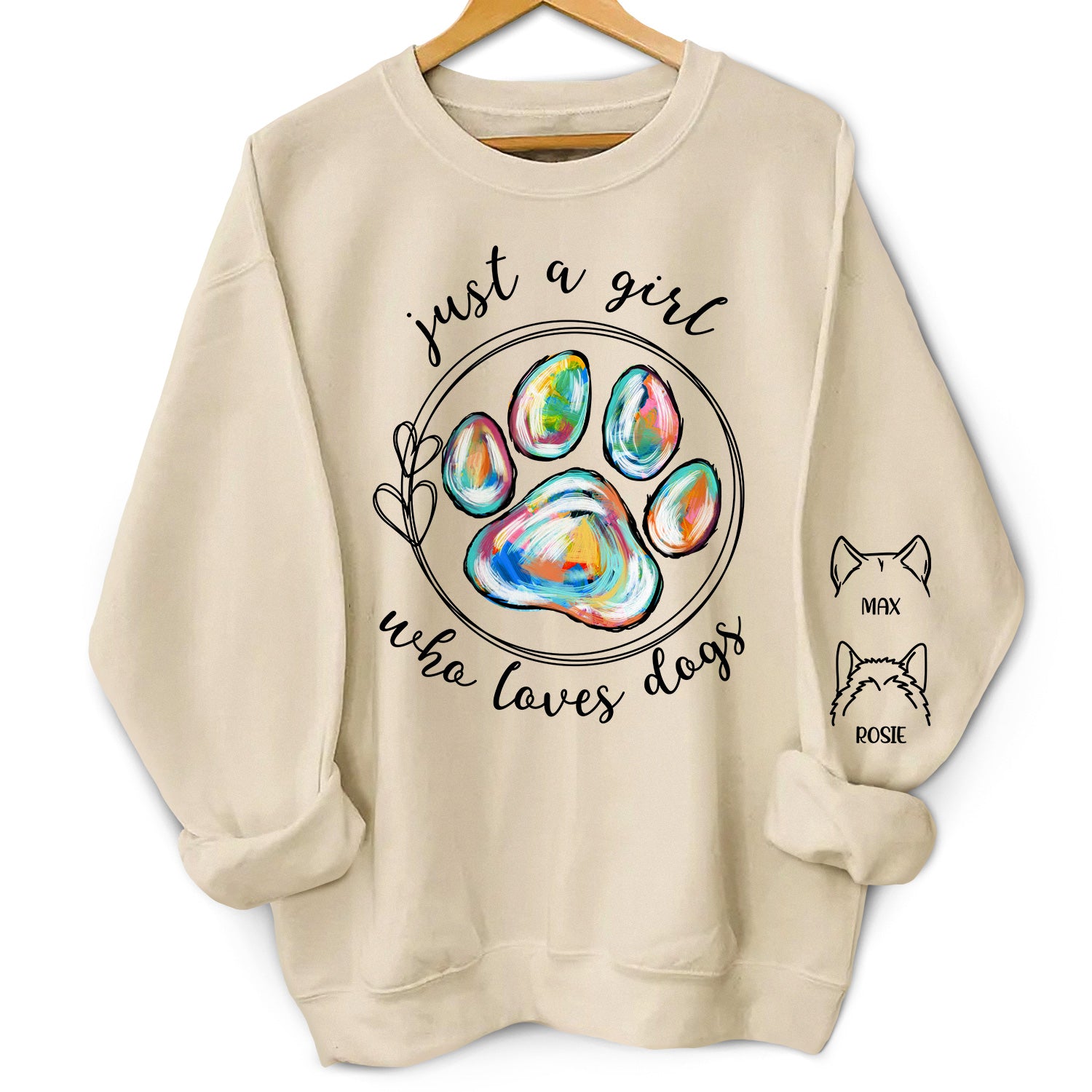Just A Girl Who Loves Dogs Cats - Birthday, Loving Gift For Dog Lover, Cat Mom, Pet Mum - Personalized Unisex Sweatshirt With Design On Sleeve