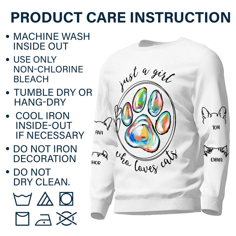 Just A Girl Who Loves Dogs Cats - Birthday, Loving Gift For Dog Lover, Cat Mom, Pet Mum - Personalized Unisex Sweatshirt With Design On Sleeve