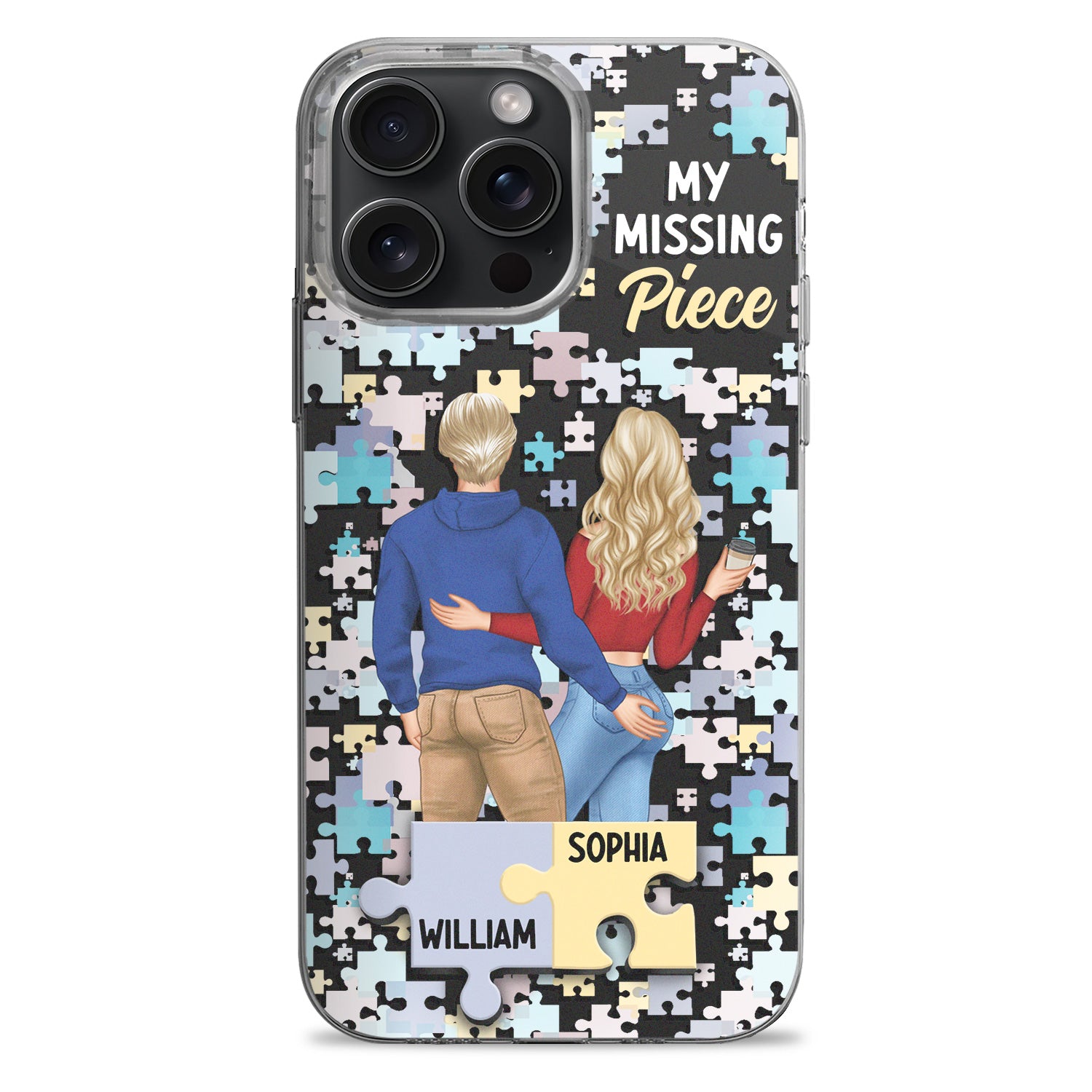 My Missing Piece Couple Back - Loving, Anniversary Gift For Spouse, Husband, Wife - Personalized Clear Phone Case