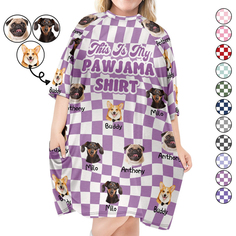 Custom Photo This Is My Pawjama Shirt - Birthday, Loving Gift For Dog Lover, Cat Mum, Pet Mom - Personalized Women's Sleep Tee