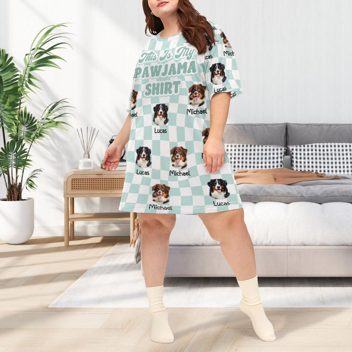 Custom Photo This Is My Pawjama Shirt - Birthday, Loving Gift For Dog Lover, Cat Mum, Pet Mom - Personalized Women's Sleep Tee