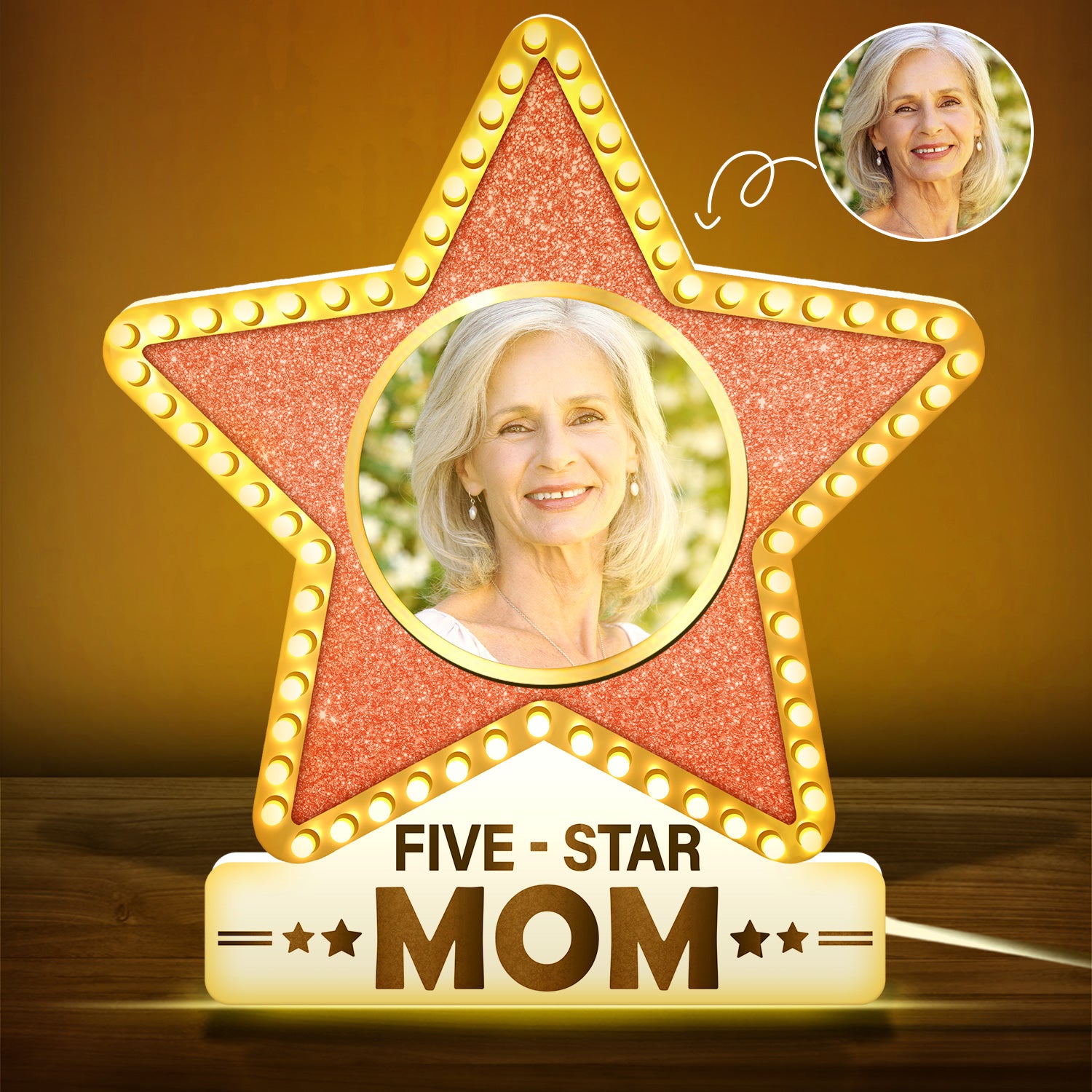 Custom Photo Five - Star Best Mom - Gift For Mothers - Personalized Custom Shaped Photo Light Box