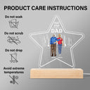 Five - Star Dad - Gift For Fathers - Personalized 3D Led Light Wooden Base
