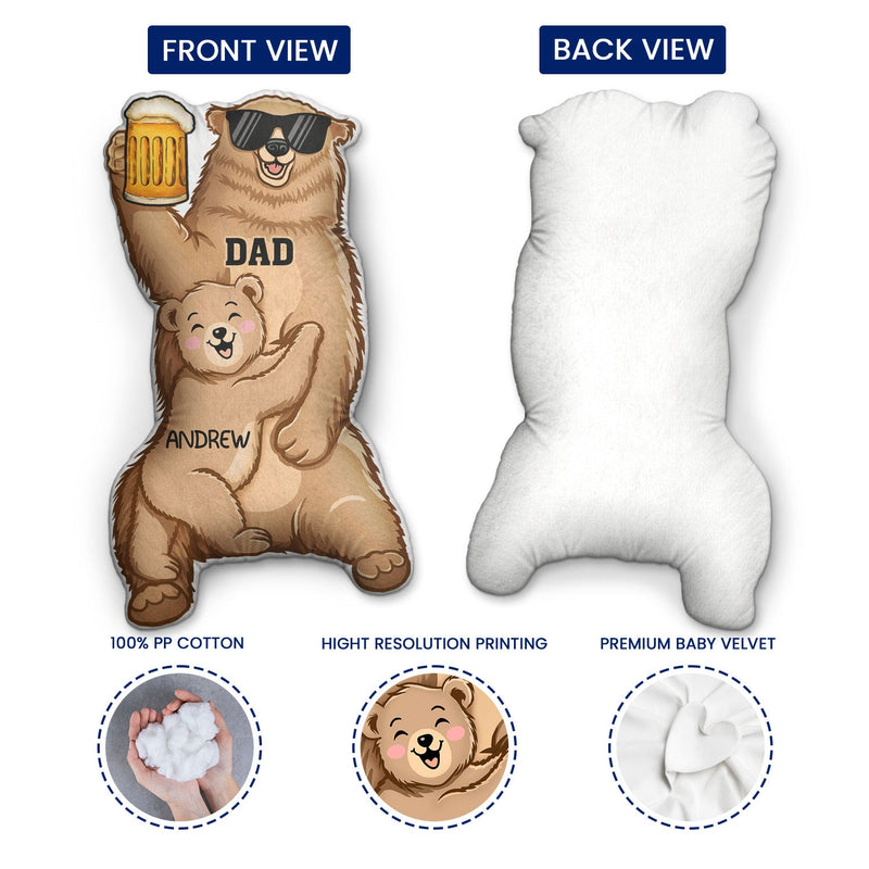 Papa Ours - Cadeau pour les pères - Oreiller personnalisé en forme de cœur
