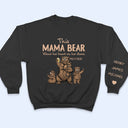 This Mama Bear Wears Her Heart - Gift For Mom, Nana - Personalized Unisex Sweatshirt With Design On Sleeve