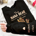 This Mama Bear Wears Her Heart - Gift For Mom, Nana - Personalized Unisex Sweatshirt With Design On Sleeve