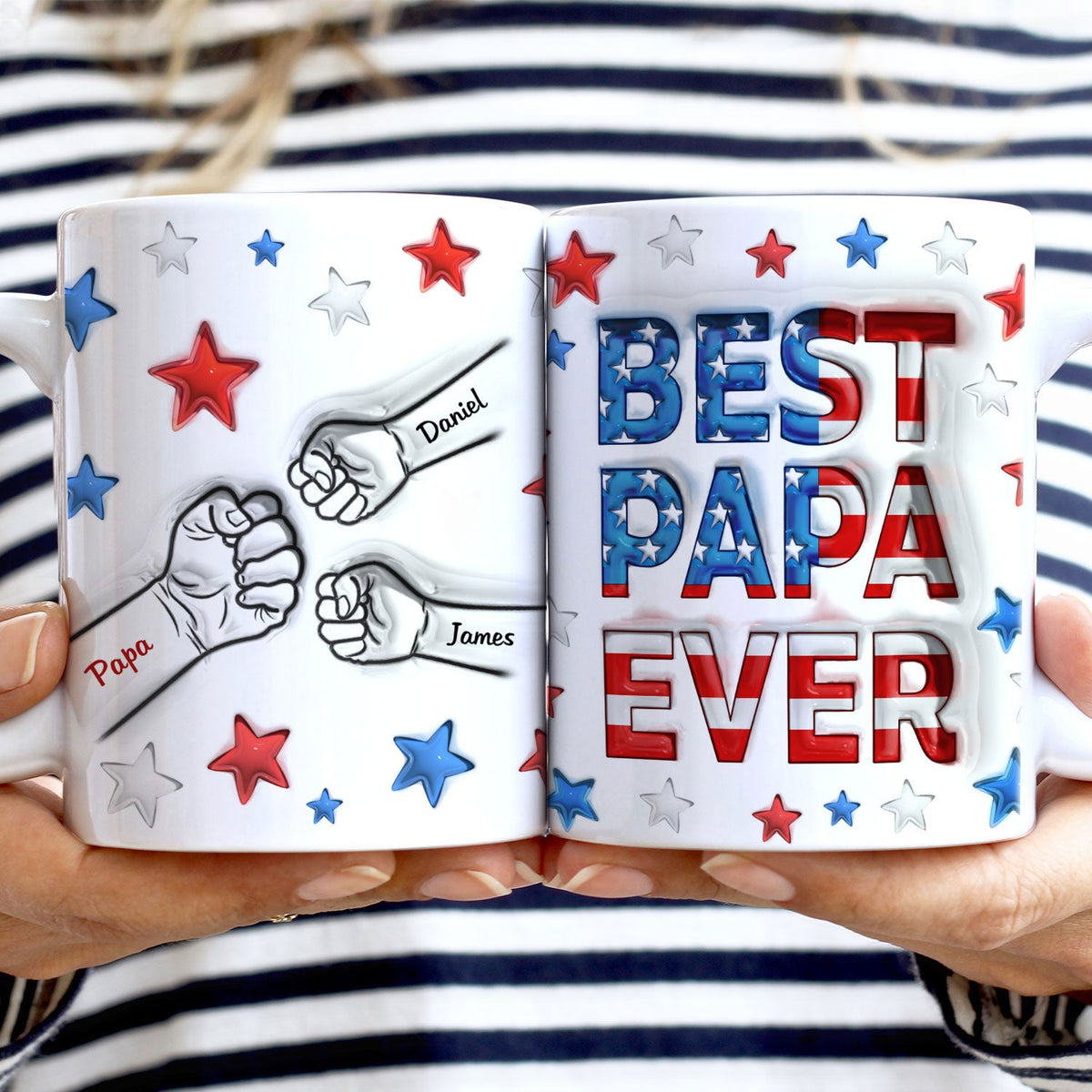 Best Dad Ever - Gift For Father, Grandpa - 3D Inflated Effect Printed Mug, Personalized White Edge-to-Edge Mug