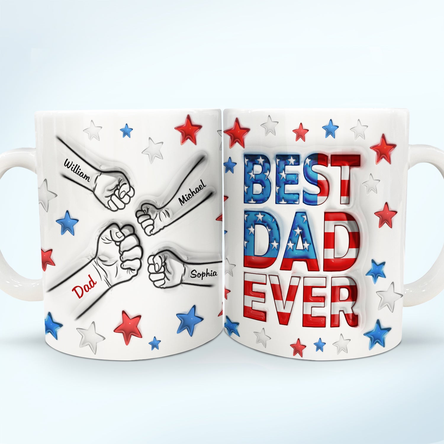 Best Dad Ever - Gift For Father, Grandpa - 3D Inflated Effect Printed Mug, Personalized White Edge-to-Edge Mug