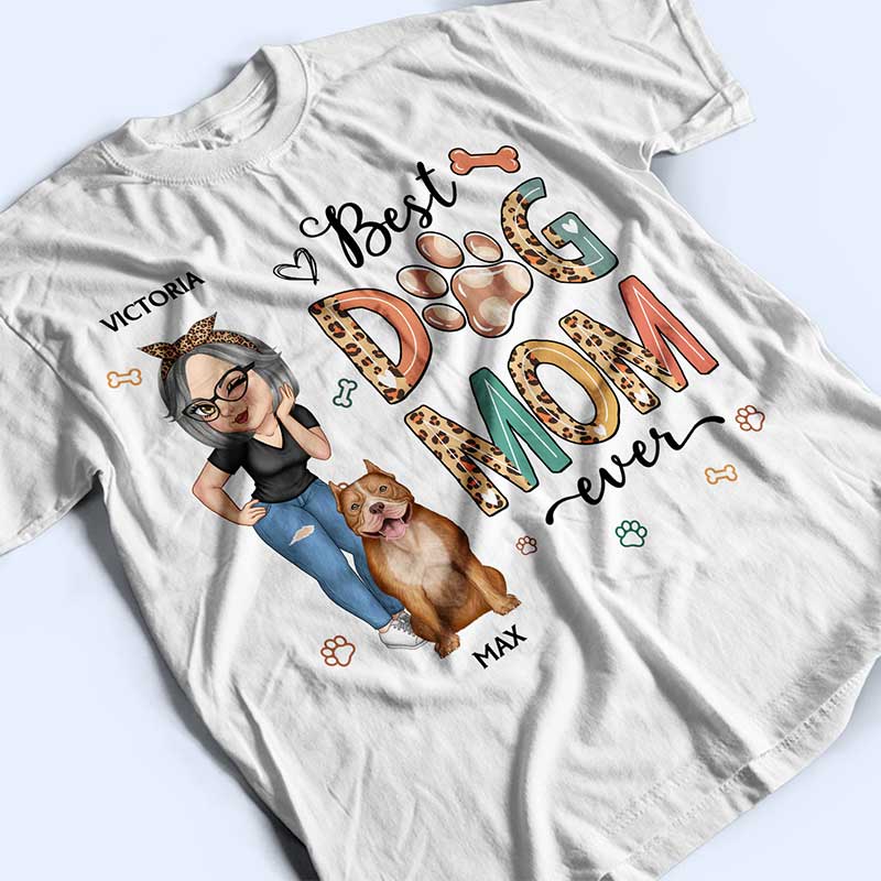 Meilleure maman de chien au monde - Cadeau amusant pour les amoureux des chiens et les mamans de chiens - T-shirt personnalisé
