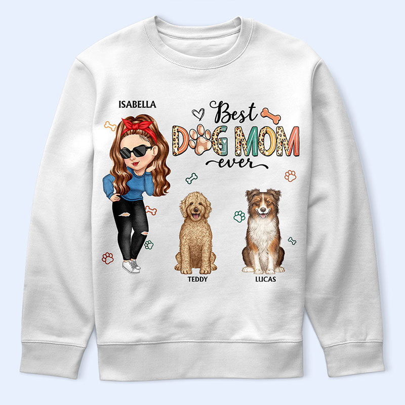 Meilleure maman de chien au monde - Cadeau amusant pour les amoureux des chiens et les mamans de chiens - T-shirt personnalisé