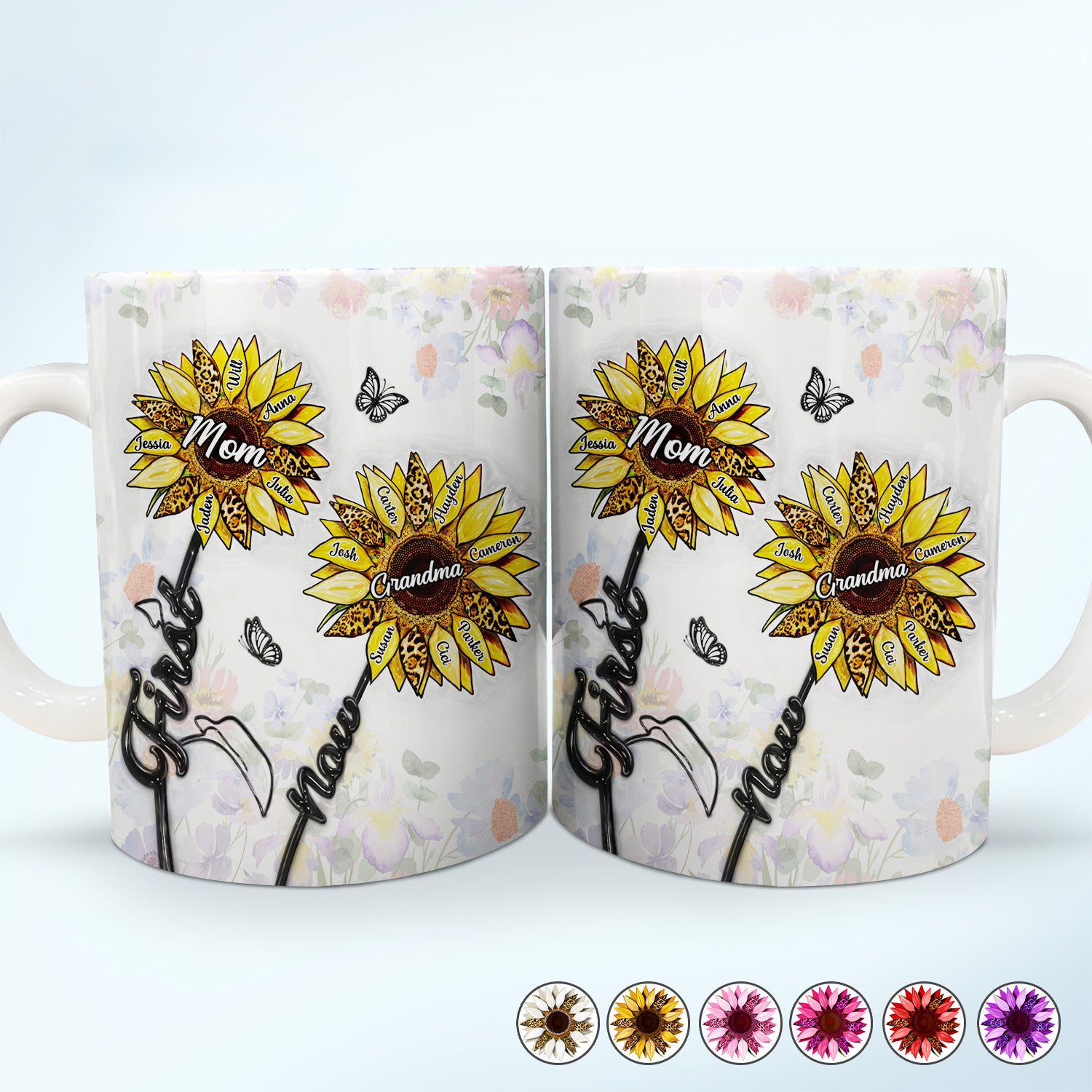 First Mom Now Grandma - Gift For Mothers, Grandmas, Aunties - 3D Inflated Effect Printed Mug, Personalized White Edge-to-Edge Mug
