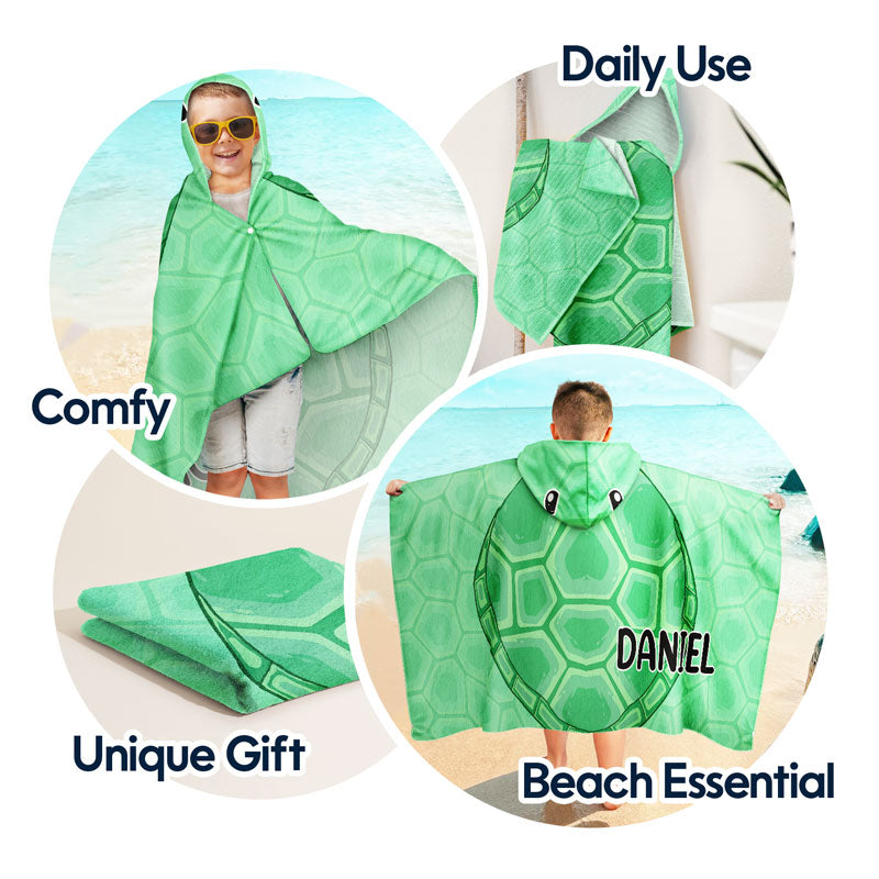Kids Cosplay Animal At The Beach - Personalized Hooded Beach Towel